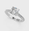White gold Cushion Cut Solitaire Diamond Engagement Ring with Pave Band and Four-Prong Setting_74