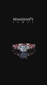 Rose gold Cushion Cut Diamond Solitaire Ring with Filigree Band and Four-Prong Setting