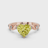 Rose gold Fancy Yellow Heart  Solitaire Twisted Band with Prong Setting