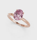 Rose gold Fancy Pink Oval Cut Diamond Solitaire Ring with Six-Prong Setting and Classic Band