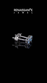 Platinum Round Cut Blue Topaz Stud Earrings