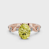 Rose gold Fancy Yellow Oval  Solitaire Twisted Band with Prong Setting