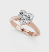 Rose gold Heart Cut Diamond Solitaire Engagement Ring with Cathedral Setting and Four-Prong Mount