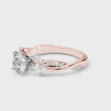 Rose gold Heart Diamond Floral Vine Solitaire Engagement Ring