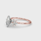 Rose gold Marquise Diamond Floral Side Stone Solitaire with Marquise Accents and Four-Prong Setting
