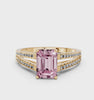 Yellow gold Fancy Pink Emerald  Solitaire Split Shank Pavé Diamond Engagement Ring_376