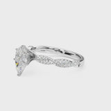Silver Pear Solitaire Twisted Pave Band with Four-Prong Setting