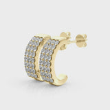 Yellow gold Pavé Round Diamond Hoop Earrings with Four-Prong Setting