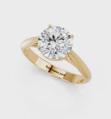 Yellow gold Round Cut Diamond Solitaire Engagement Ring with Cathedral Setting and Four-Prong Mount