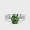 White gold Fancy Green Oval  Solitaire Pavé Band with Four-Prong Setting_86