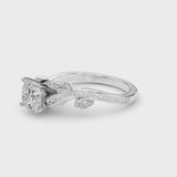 White gold Cushion Diamond Swirl Band with Prong Setting