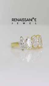 Yellow gold Five-Stone Marquise Diamond Prong Set Band