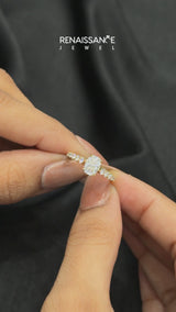 10K Yellow Gold 1.01 Carat D VS1 Cushion Cut Diamond Solitaire with Pave Band and Four-Prong Setting