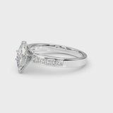Platinum Marquise Solitaire Diamond Ring with Channel-Set Band and Four-Prong Setting