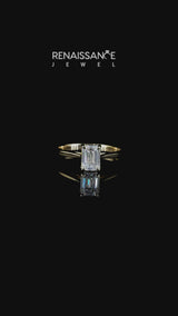 Yellow gold Pear Cut Solitaire Ring with Cathedral Band and Four-Prong Setting