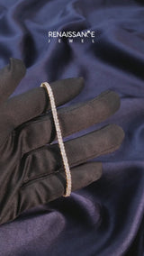 Yellow gold Princess Cut Diamond Tennis Bracelet with Channel Setting