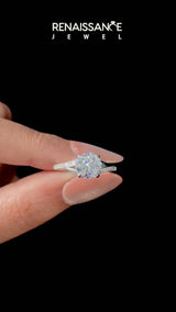Silver 1.52 Carat D VVS1 Round Solitaire Pavé Band with Four-Prong Setting
