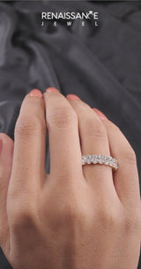 14K Yellow Gold Oval Cut Diamond Eternity Band with Shared Prong Setting