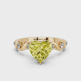 Yellow gold Fancy Yellow Heart  Solitaire Twisted Band with Prong Setting