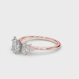 Rose gold Oval Diamond Floral Side Stone Solitaire with Marquise Accents and Four-Prong Setting