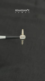 10K Yellow Gold 1.01 Carat D VS1 Cushion Cut Diamond Solitaire with Pave Band and Four-Prong Setting