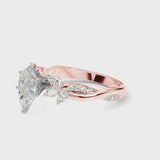 Rose gold Pear Diamond Floral Vine Solitaire Engagement Ring