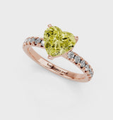Rose gold Fancy Yellow Heart  Solitaire Pave Diamond Engagement Ring with Four-Prong Setting