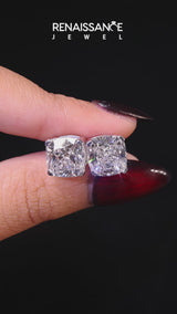 Platinum Cushion Cut Diamond Stud Earrings