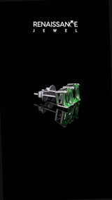 Platinum Emerald Cut Green Sapphire Stud Earrings