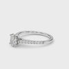 Silver Oval Cut Solitaire Diamond Ring with Pave Band and Four-Prong Setting 3