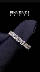 Yellow gold Asscher cut diamond Eternity Band with Shared Prong Setting