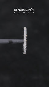 Silver Round Diamond Eternity Band with Pavé Setting and Shared Prong