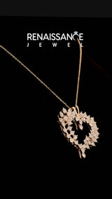 Rose gold Diamond Cluster Heart Pendant with Round Brilliant Cut Stones and Prong Setting