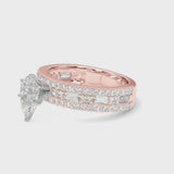 Rose gold Pear Cut Diamond Solitaire Ring with Pavé and Channel Set Band