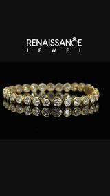Yellow gold Round Diamond Bezel-Set Tennis Bracelet