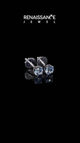 Platinum Round Cut Blue Topaz Stud Earrings
