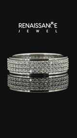 Platinum Round Laboratory-Grown Diamond Multi Row Pave Full Eternity Men's Wedding Band