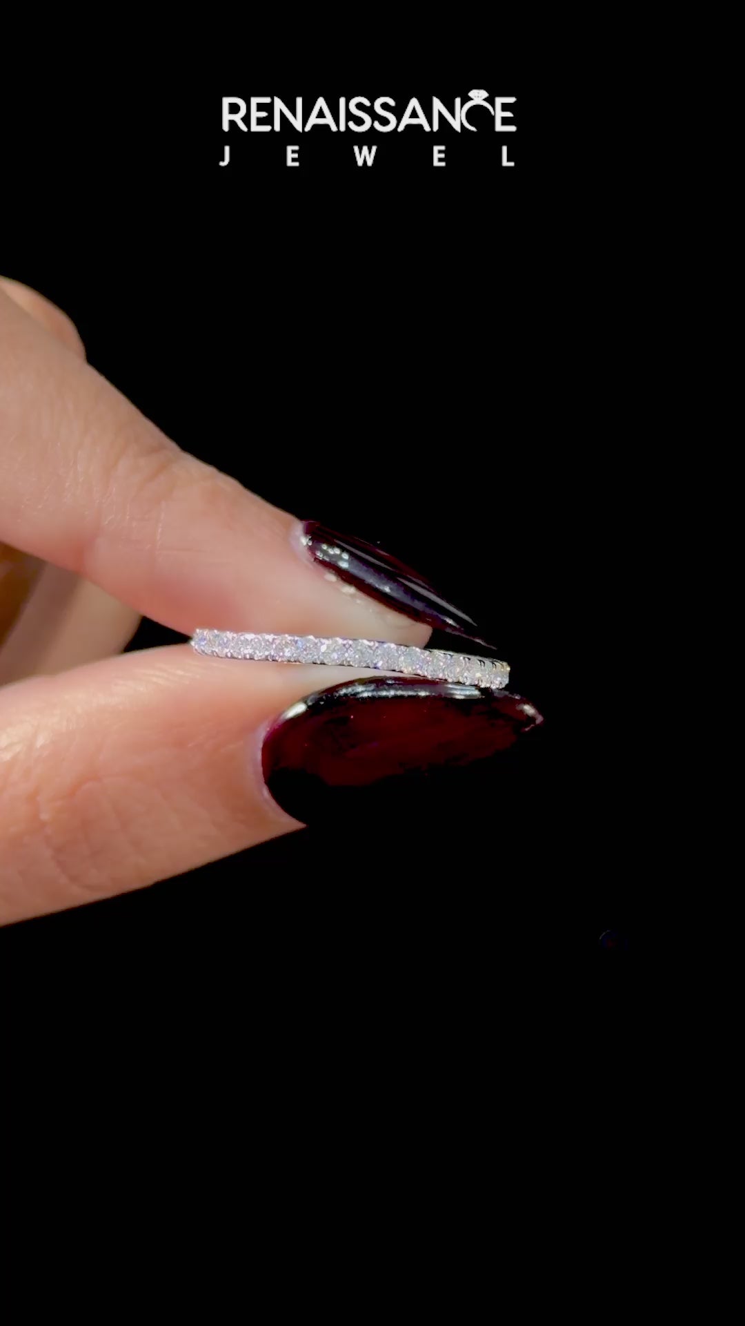 White gold Round Diamond Pavé Set Curved Wedding Band_13