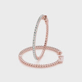 Rose gold Round Diamond Pave Hoop Earrings with Prong Setting
