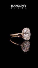 Rose gold Oval Diamond Solitaire Ring with Slim Band and Four-Prong Setting