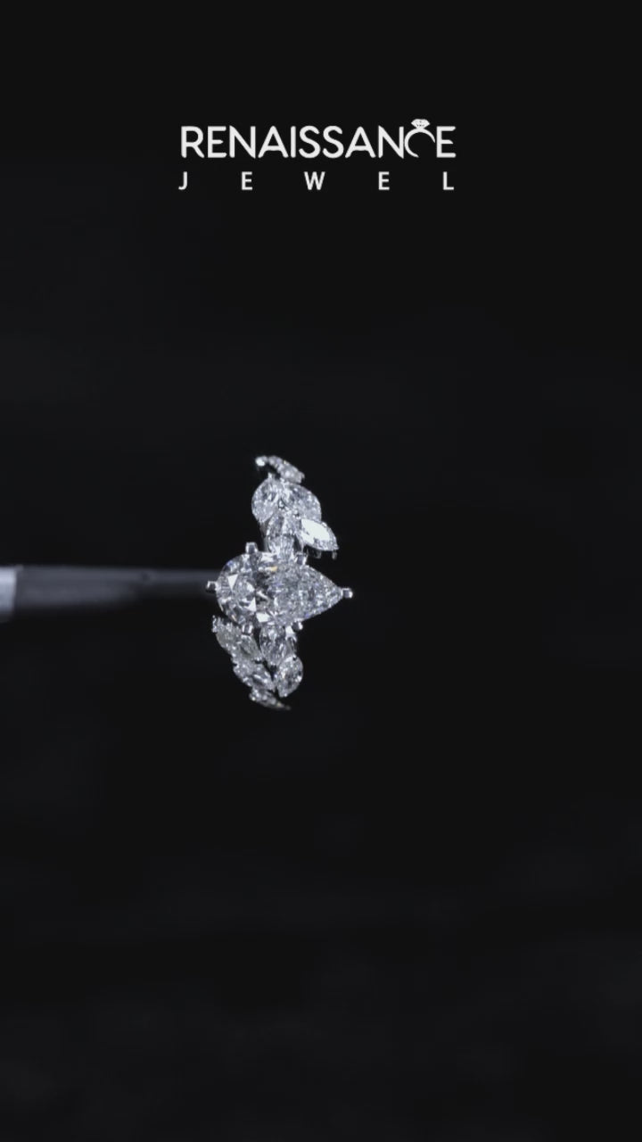 Silver Pear Solitaire Marquise Twist Band with Six-Prong Setting 3