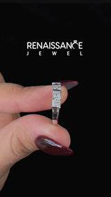 Silver Princess Cut Channel Set Diamond Band with Bar Prong Setting