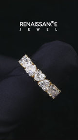 Yellow gold Heart cut diamond Eternity Band with Shared Prong Setting