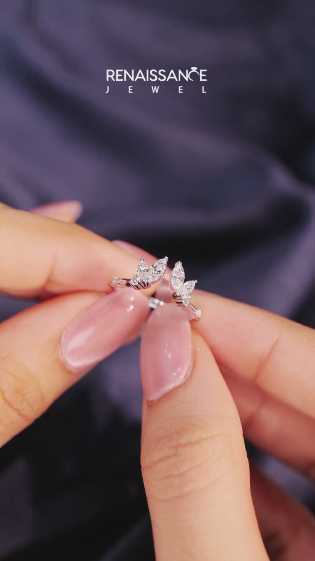 White gold Open Marquise Cluster Diamond Band with Prong Setting 4