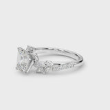 White gold Radiant Solitaire Marquise Twist Band with Six-Prong Setting