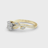 Yellow gold Oval Diamond Swirl Band with Prong Setting