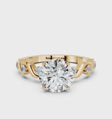 Yellow gold Asscher Solitaire Twisted Band with Prong Setting