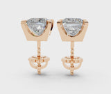 Rose gold Princess Cut Diamond Stud Earrings
