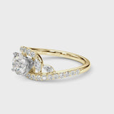 Yellow gold Round Solitaire with Pavé Twist Band and Four-Prong Setting