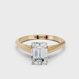 Yellow gold Round Cut Diamond Solitaire Engagement Ring with Cathedral Setting and Four-Prong Mount